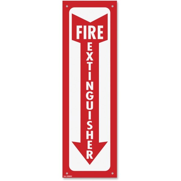 COSCO Glow in the Dark Fire Extinguisher Sign - 4" x 13" - Durable Plastic - 1 Each
