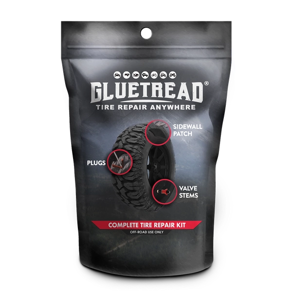 GlueTread Complete Off Road Tire Repair Kit - Any Kind of Tire or puncture