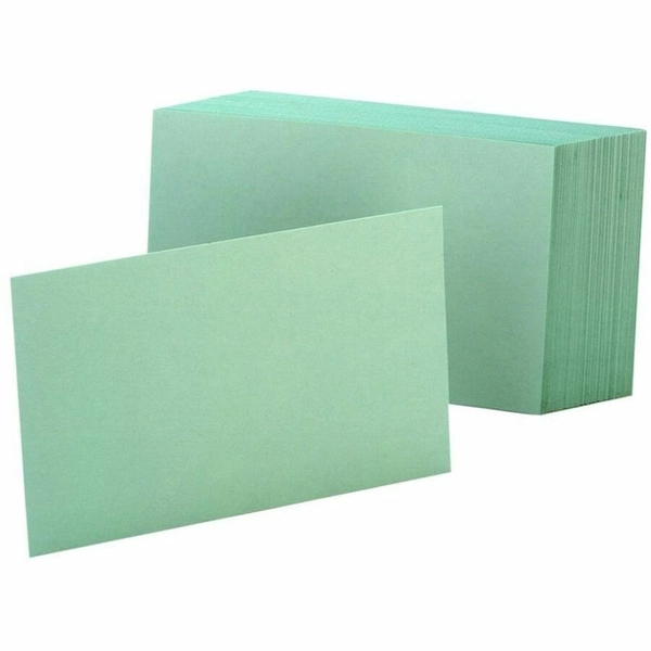 Colored Blank Index Cards - 100 Sheets - 4" x 6" - Green - Durable
