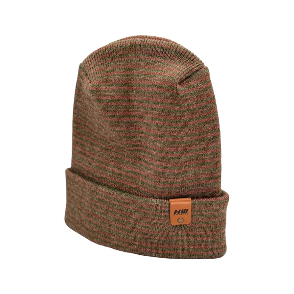 H-Stitch Contrast Cuffed Beanie – Burgundy/Green | Made in USA | Viral TikTok Winter Hat 2025
