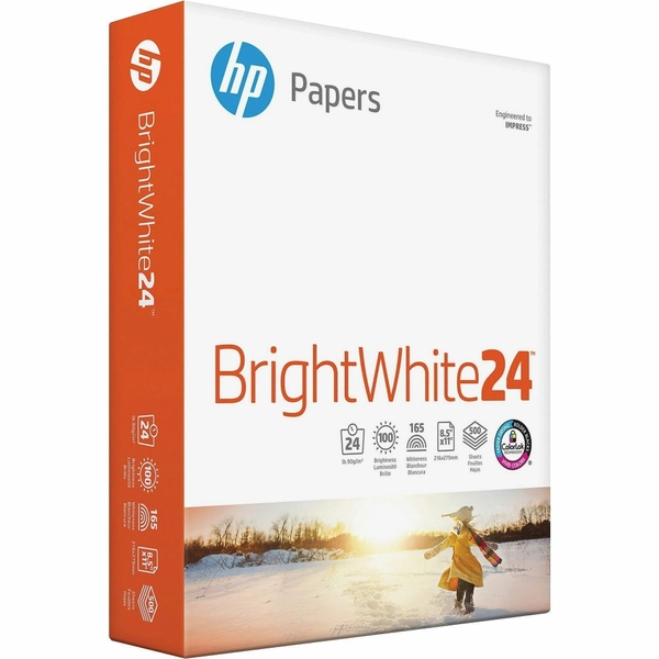 HP BrightWhite24 Office Paper - 24 lb - 8.5" x 11" - 500 Sheets