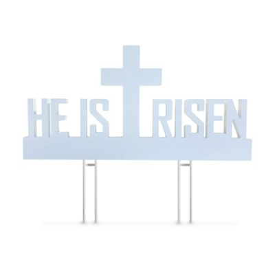 He Is Risen Outdoor Yard Sign, White