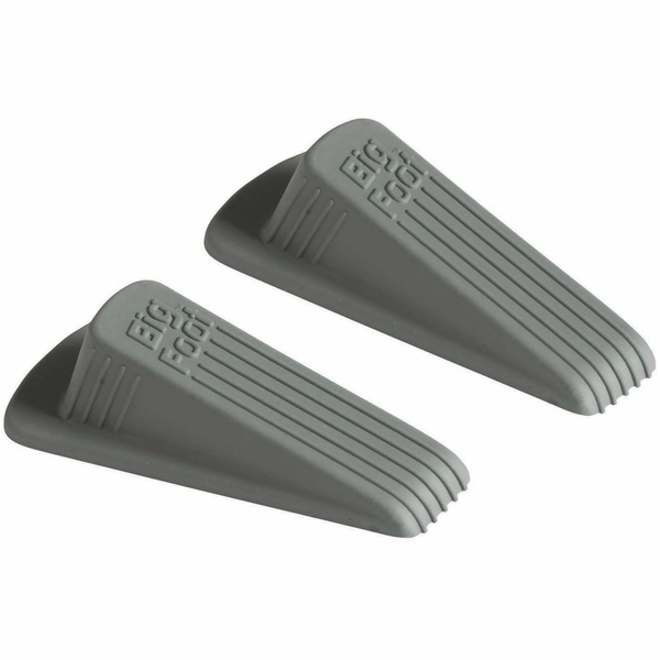 Big Foot Doorstop - Gray - Heavy Duty - 1.3" H x 2.3" W - 2 Pack