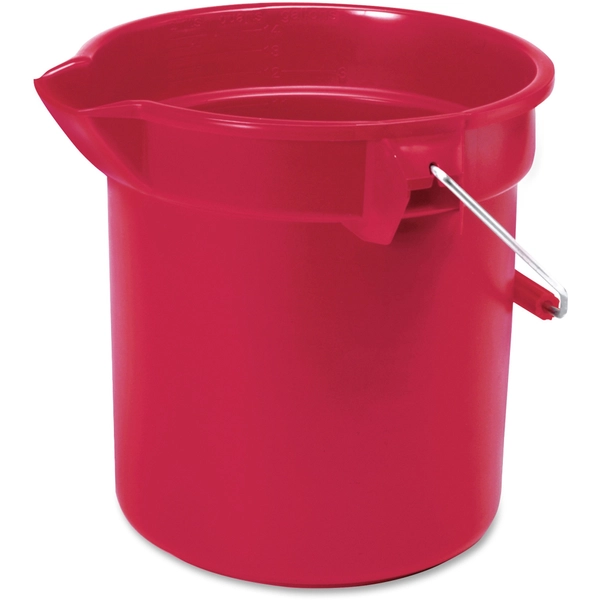 Rubbermaid Brute 10-Quart Utility Bucket - 2.5 Gal - Heavy Duty - Red - 12/Carton