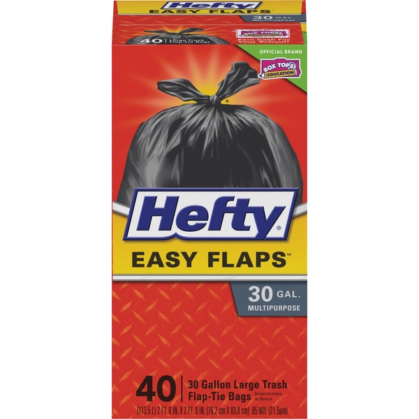 Hefty Easy Flaps 30-Gallon Trash Bags - Black - 40/Box