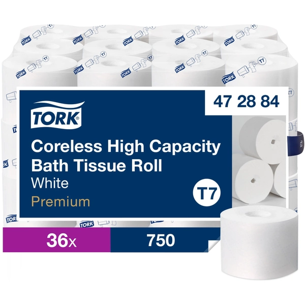 TORK Coreless High-Capacity Toilet Paper - 2 Ply, 750 Sheets/Roll, 36 Carton