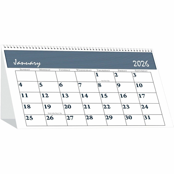 House of Doolittle 12-Month Spiral Bound Calendar - Jan-Dec 2026 - 7" x 4.25" - Desktop - Blue/Gray