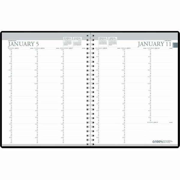 House of Doolittle 2-Year Weekly Planner 2026 - 7:00 AM to 8:45 PM - Black