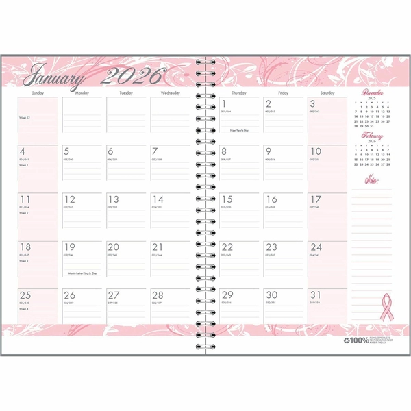 House of Doolittle Monthly Journal - 12 Months (Jan-Dec 2026) - 7" x 10" - Pink