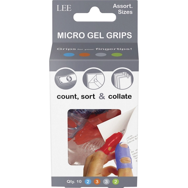 LEE Tippi Micro Gel Grips #3, 0.63" Dia, Assorted Colors - 10/Pack