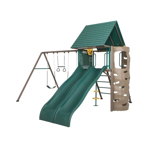 Double Slide Clubhouse Swing Set with Spider Swing