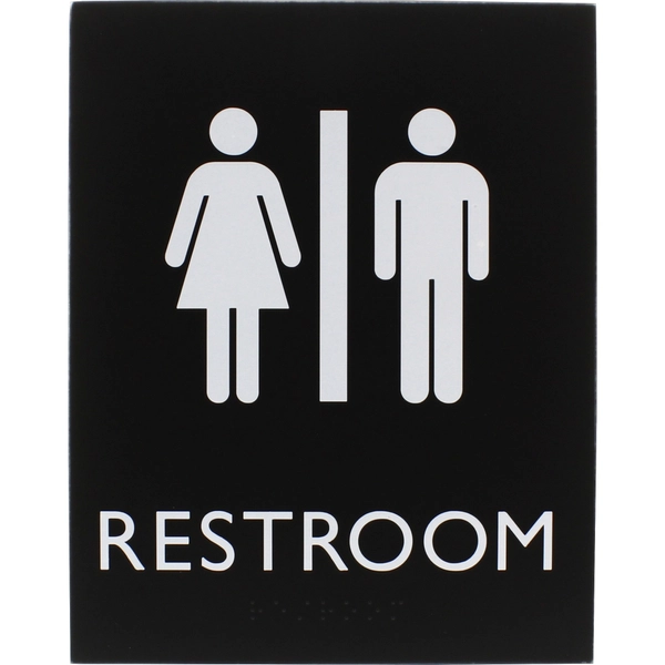 Lorell Unisex Restroom Sign - 6.4" x 8.5" - Plastic - Braille - 1 Each
