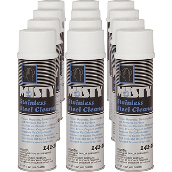 MISTY Stainless Steel Cleaner - Lemon Scent - 12/Carton