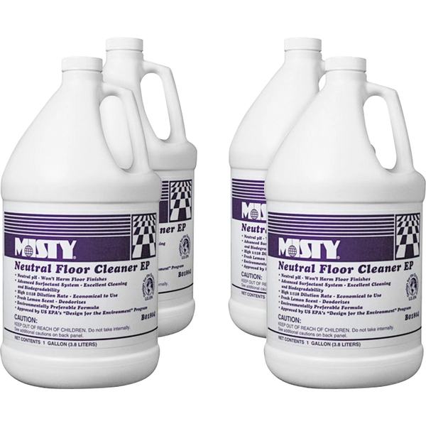 MISTY Neutral Floor Cleaner - Concentrate - 128 fl oz - Lemon Scent - Eco-Friendly - 4 / Carton