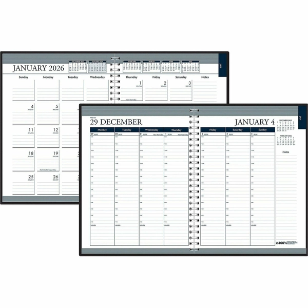 House of Doolittle 2026 Weekly/Monthly Planner - Wirebound - Black Suede - 1 Each