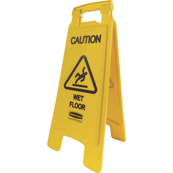 Rubbermaid Wet Floor Sign - English/French/Spanish - 11" x 25" x 12" - Double Sided