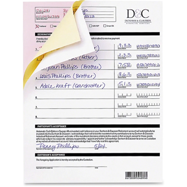 Nekoosa Fast Pack Carbonless Paper - 92 Bright - 8.5" x 11" - 23 lb - White - 500 Sheets/Ream - 5/Carton