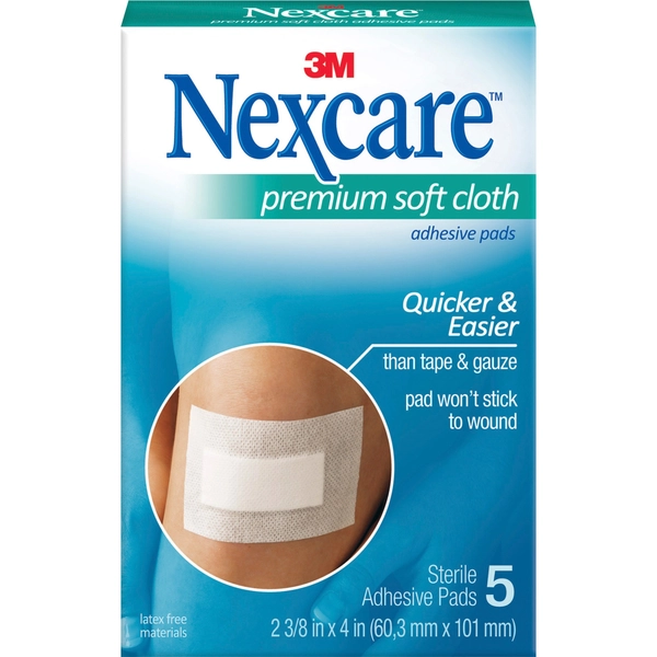 Nexcare Soft Cloth 3-Ply Adhesive Gauze Pad - 2.38" x 3" - 5/Pack
