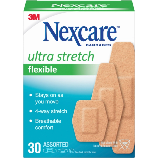 Nexcare Soft 'n Flex Bandages - Assorted Sizes - 30/Box