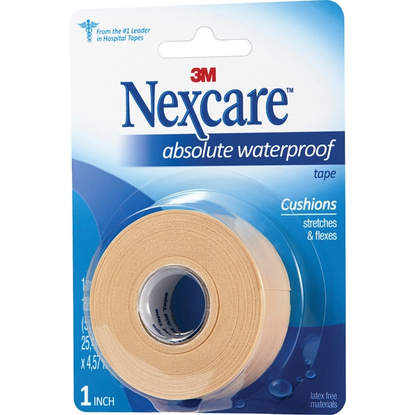Nexcare Waterproof Tape - 15 ft x 1" - Aqua - Foam - Dispenser Included