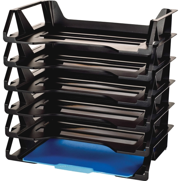 Officemate 6-Tier Side Loading Letter Trays - 15" x 15.13" x 8.88" - Black - 6/Pack