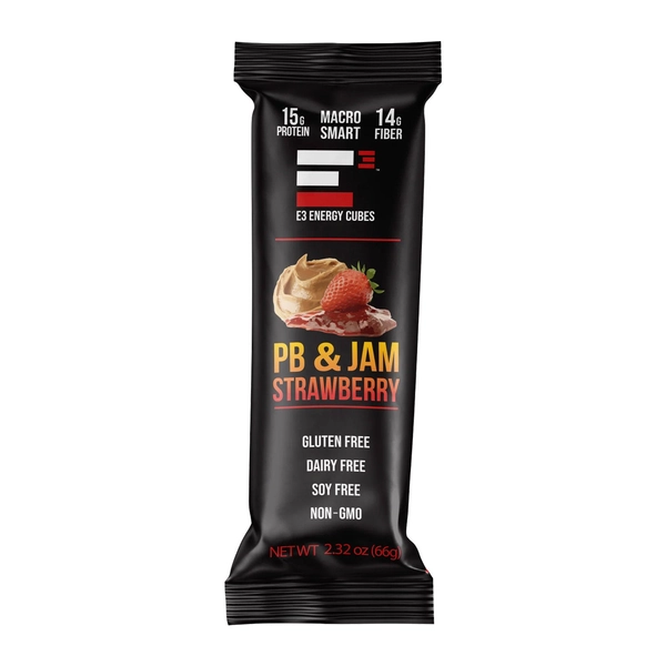 PB & Jam - Strawberry E3 Energy Cubes - Protein Bars (12 bars)