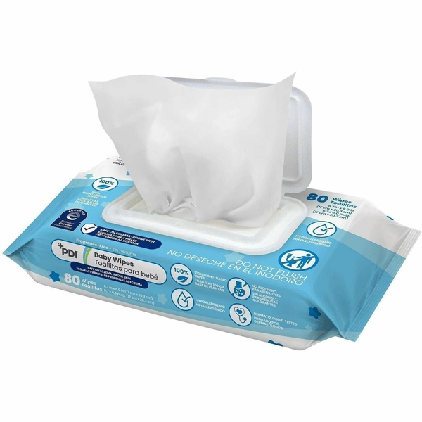 PDI pH-Balanced Baby Wipes - 80 Pack - 8" x 6.7" - Blue