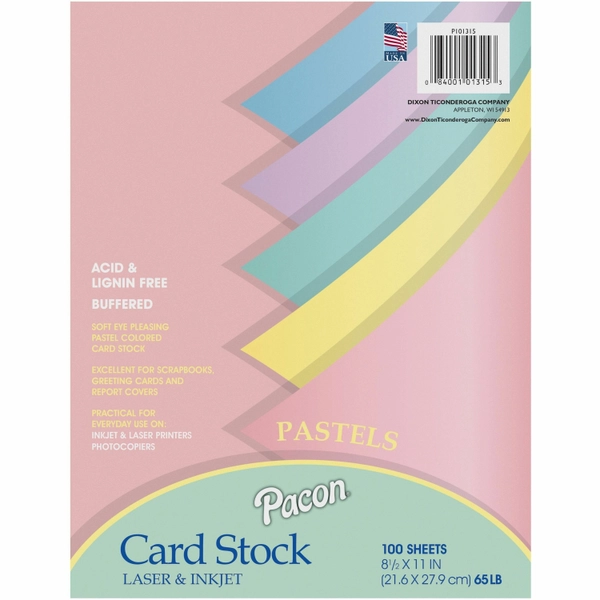 Pacon Parchment Card Stock - 8.5" x 11" - 65 lb - Pastel Colors - 100 Pack