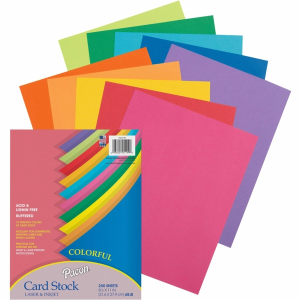 Pacon Colorful Cardstock - 8.5" x 11" - 65 lb - 250 Pack