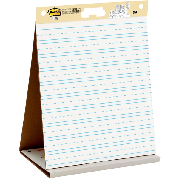 Post-it Easel Pad, Primary Lines, 20 Sheets, 20" x 23", White, Self-stick, Built-in Stand
