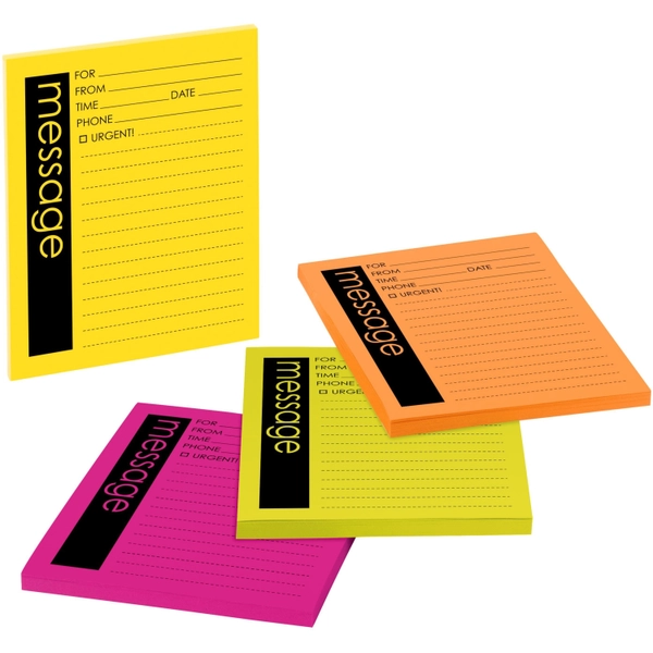 Post-it Important Message Notes - 50 Sheets - 5" x 4" - Assorted Colors - 4 Pack