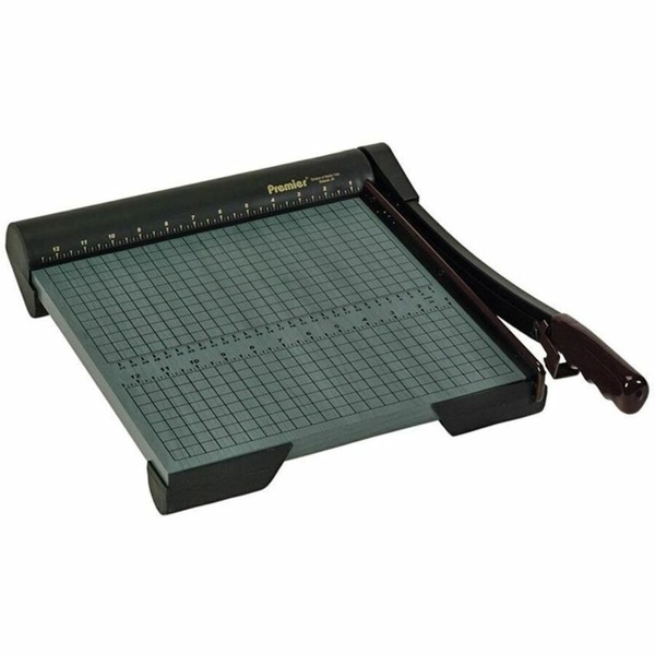 Premier Heavy-Duty Wood Paper Trimmer - 20 Sheet Capacity - 12" Cutting Length - Locking Blade - Green