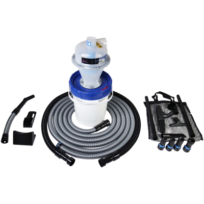 Quick Click Wall Hung Separator Bucket, Vacuum Connection Hose, 30 Foot Adapter Hose Kit and Cleaning Accessories