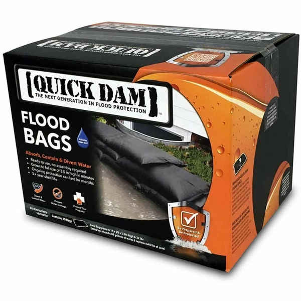 Quick Dam Flood Bags - 12" x 24" - Black - 20/Carton