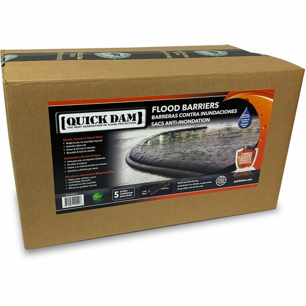 Quick Dam Flood Barriers - 3.5" - Black - 5/Carton