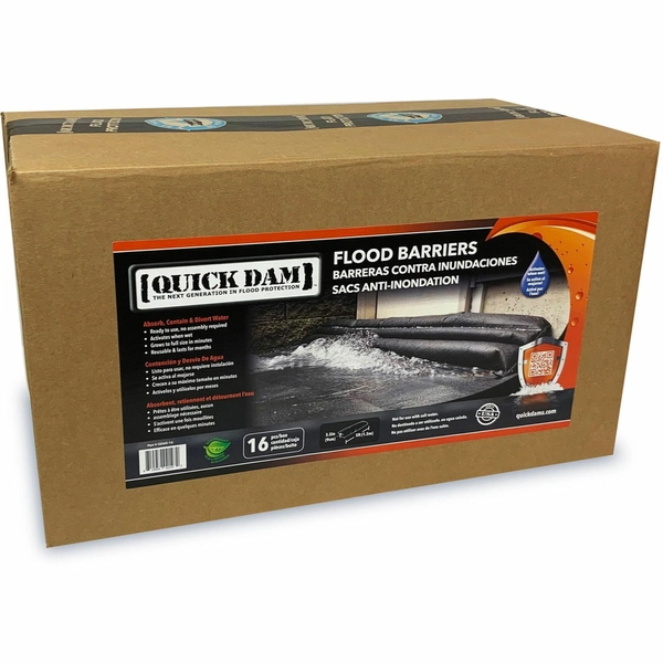 Quick Dam Flood Barriers - 3.5" Height - Black - 16 Pack