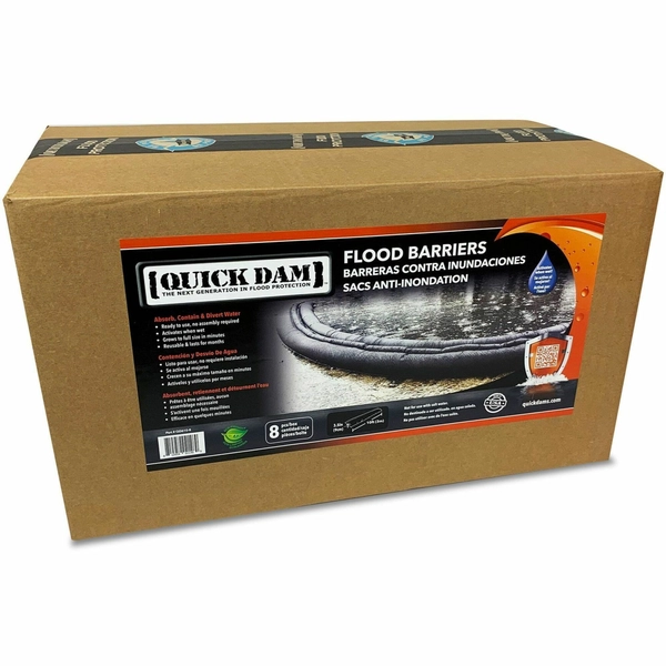 Quick Dam Flood Barriers - 3.5" H - Black - 8/Carton