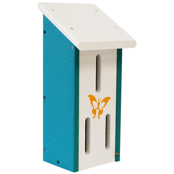 Recycled Plastic Butterfly House, White and Teal