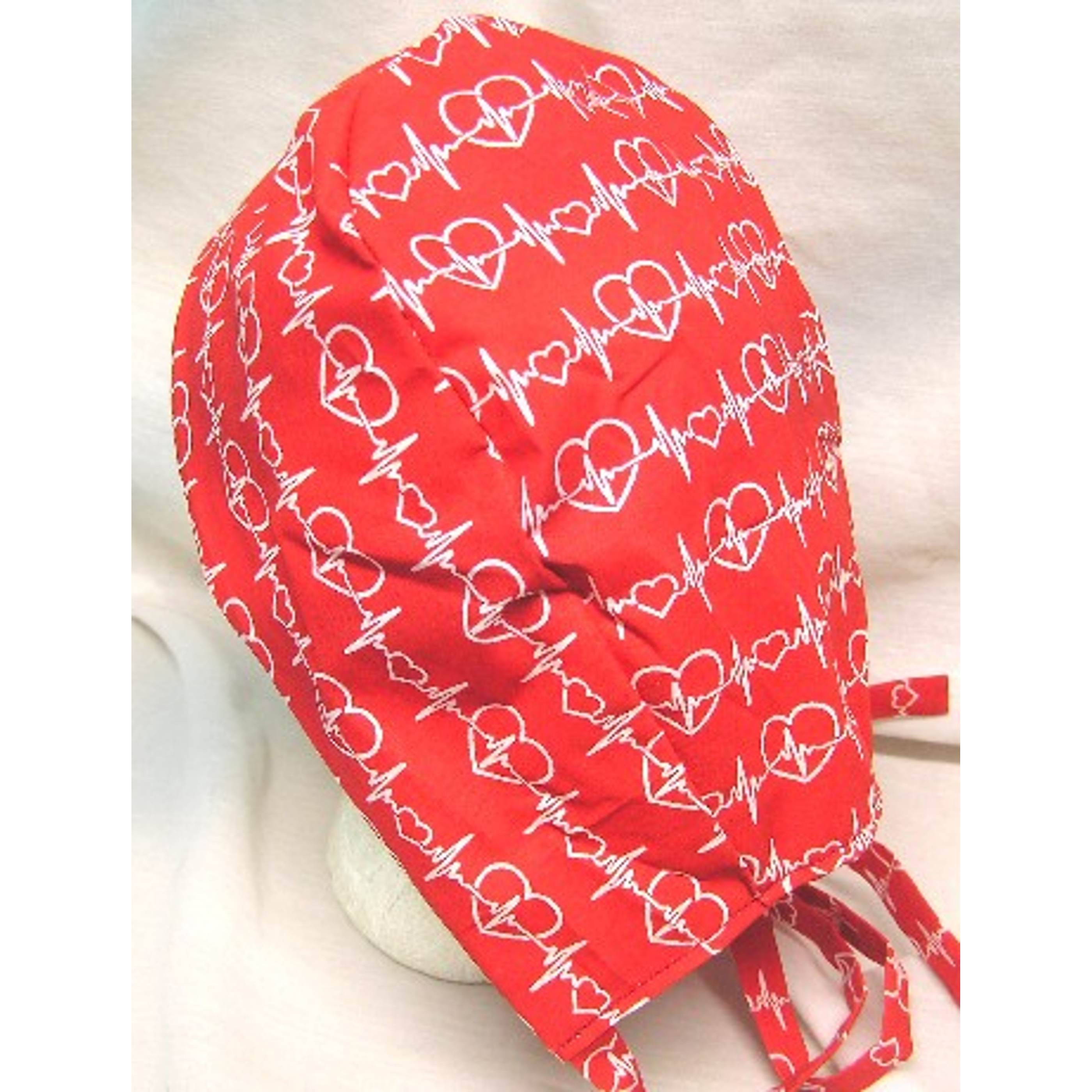 Red Heartbeat Scrub Cap