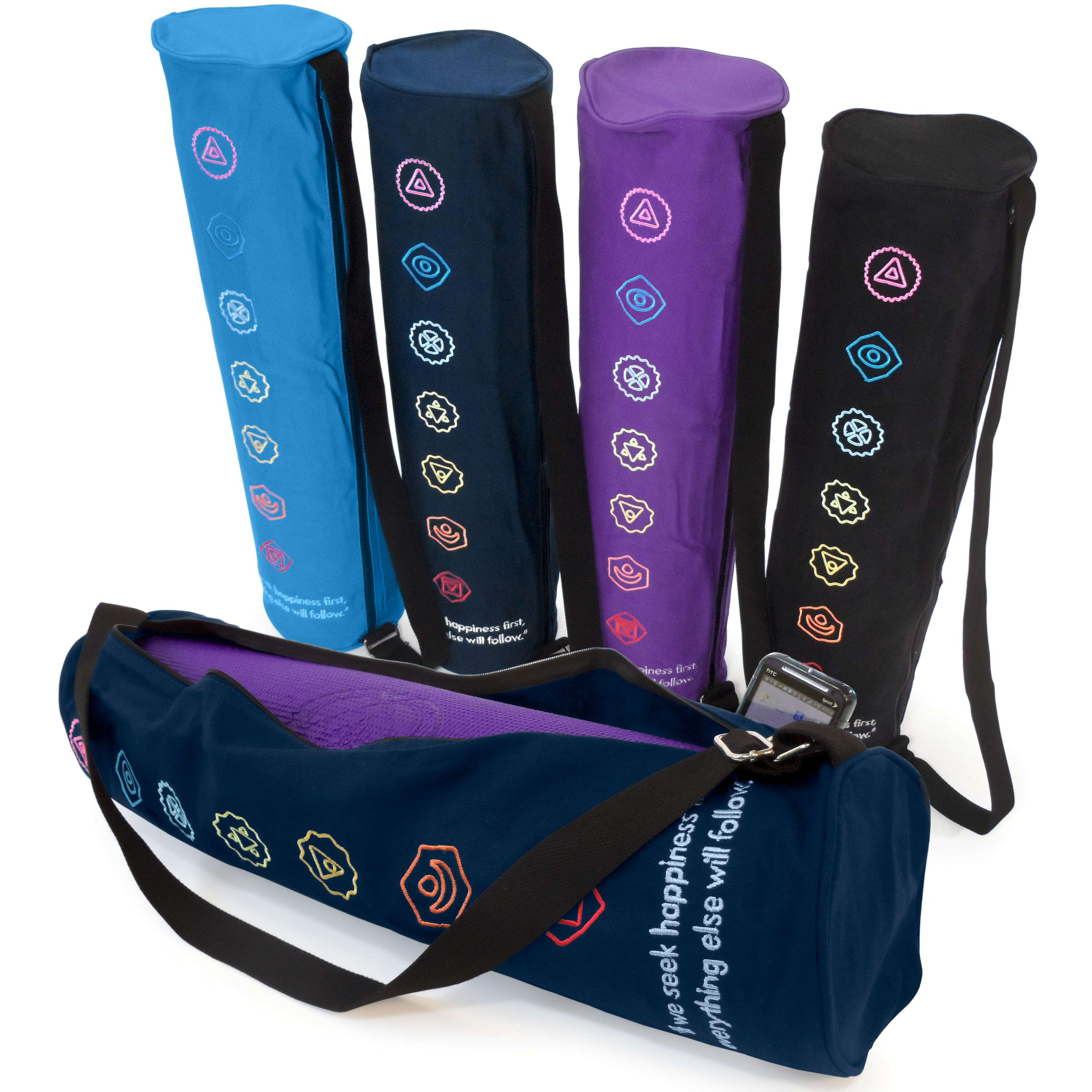 Yoga Mat Bag - 100% Organic Cotton - Chakra Embroidery Design