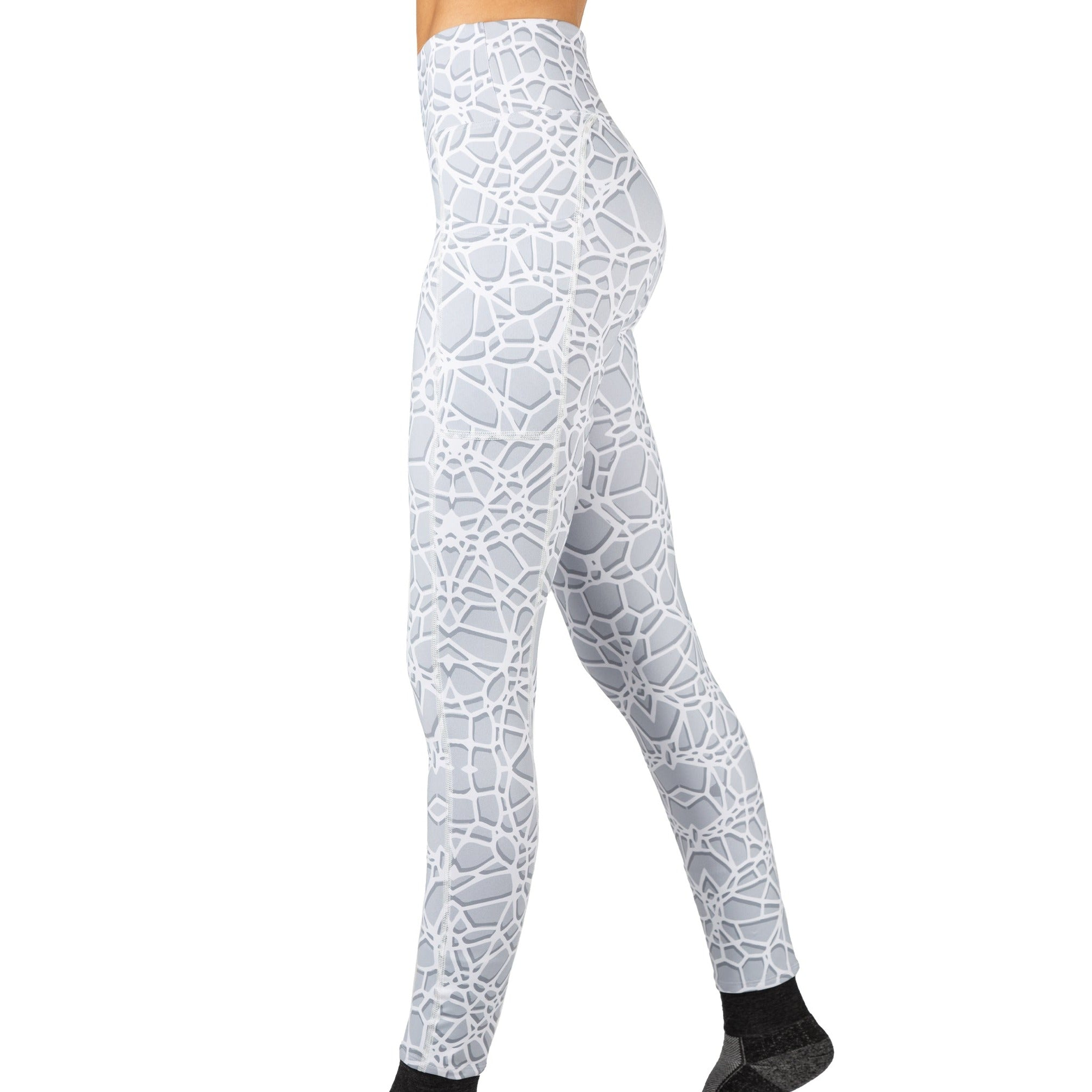 Crackle Wide Waistband Pocketed Leggings