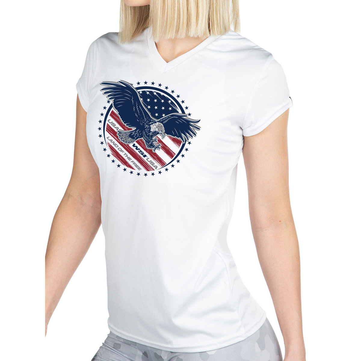 Microtech™ Women's Land of the Free Short Sleeve V-Neck Shirt