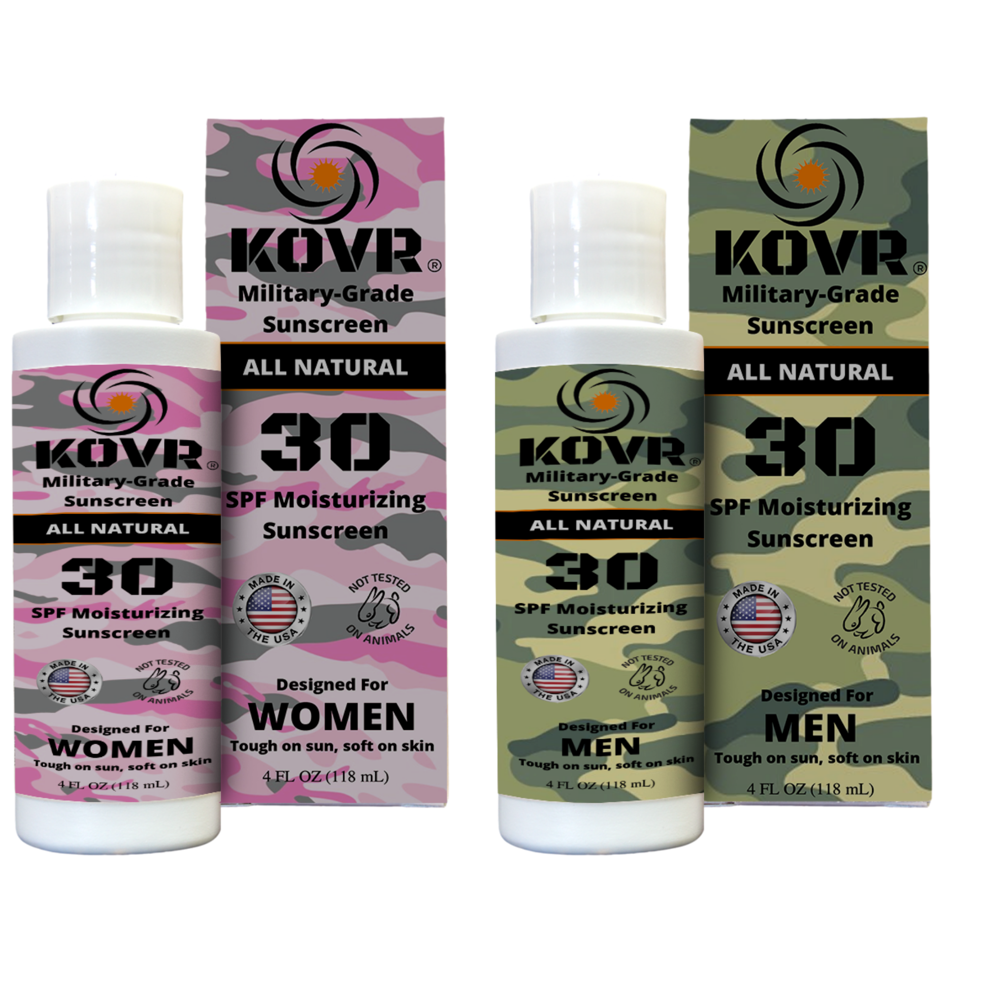 KOVR All Natural Military-Grade Sunscreen - Each Color Supports a Different Charity