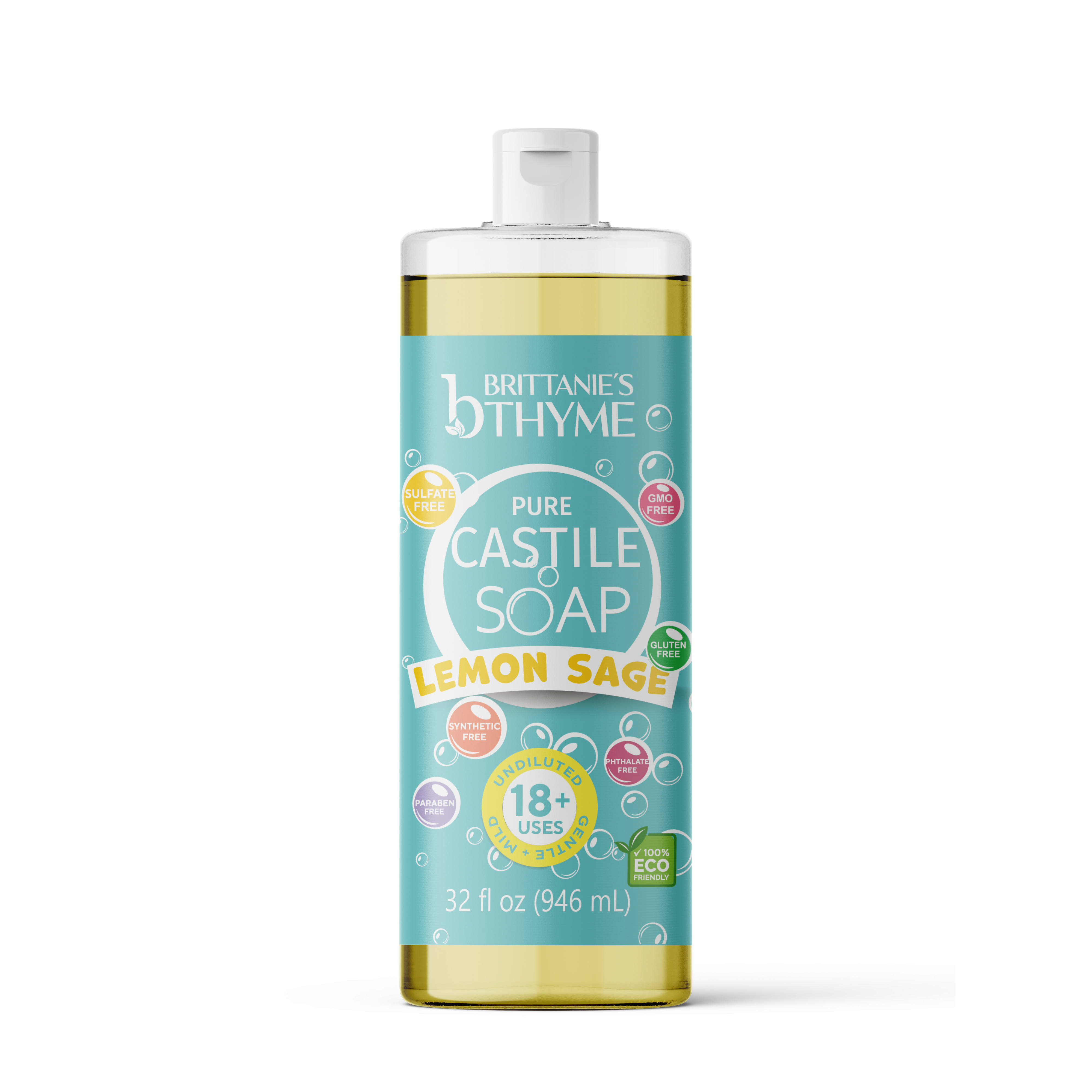 Made In USA | Lemon Sage 32 oz Pure Castile Liquid Soap