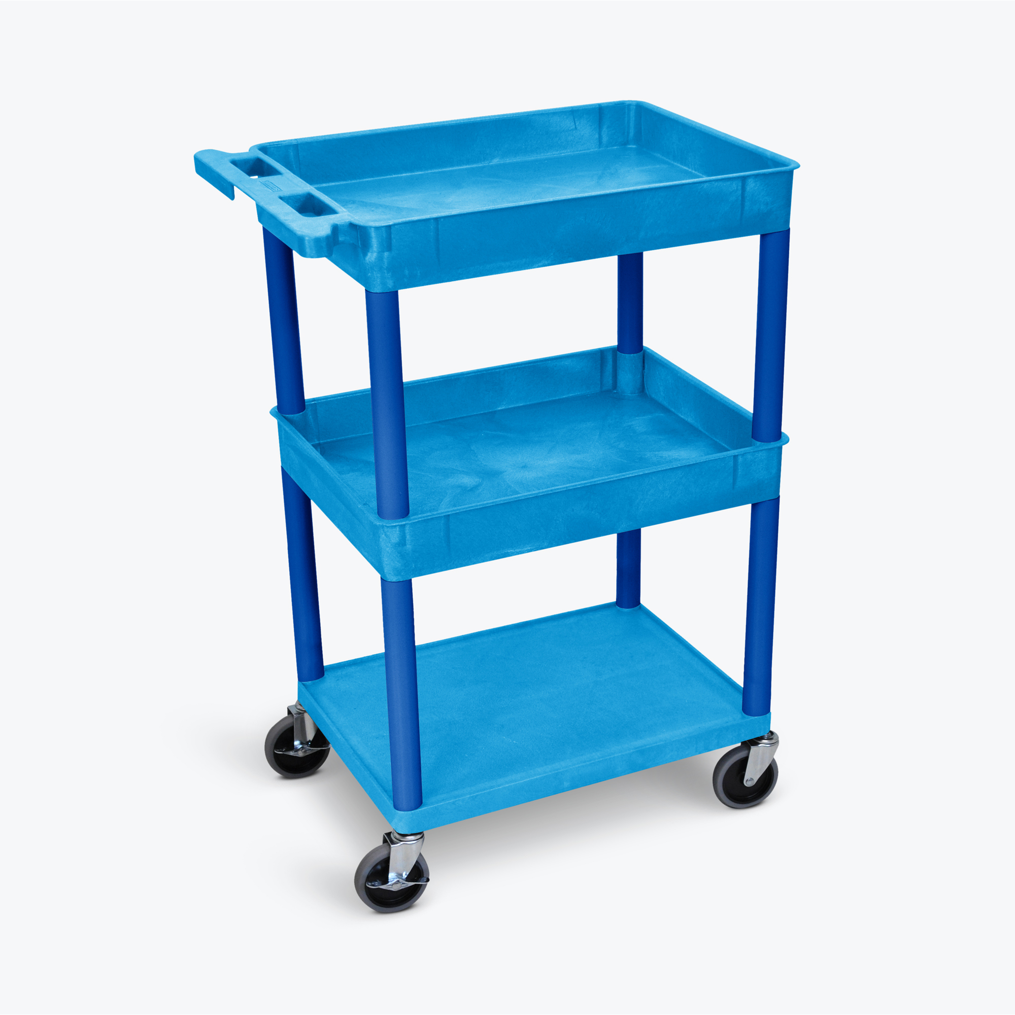 Top/Middle Tub and Flat Bottom Shelf Cart-Blue