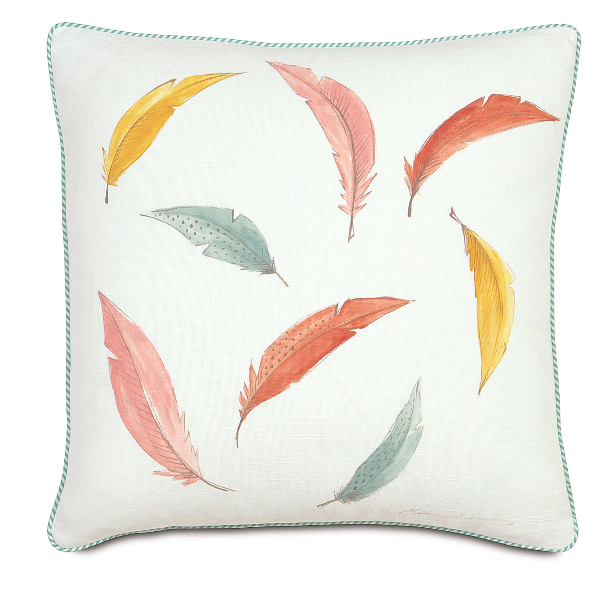 100% Cotton Flight Of Fancy Hand-Painted Throw Pillow 18x18