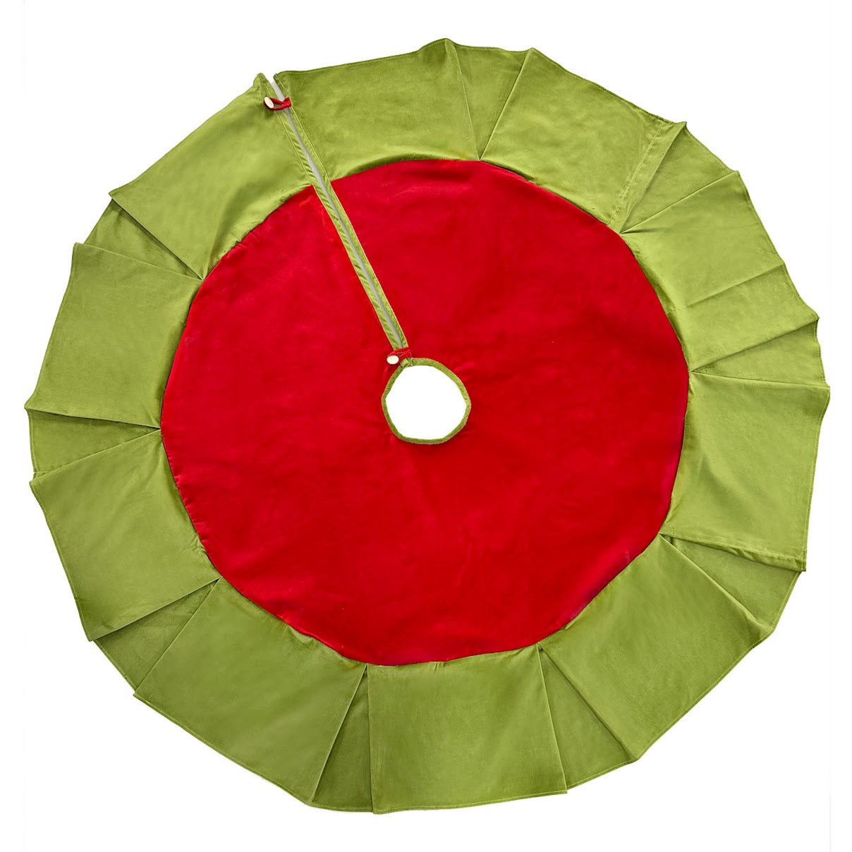 Holiday Red/Green Solid Velvet Tree Skirt 60"D