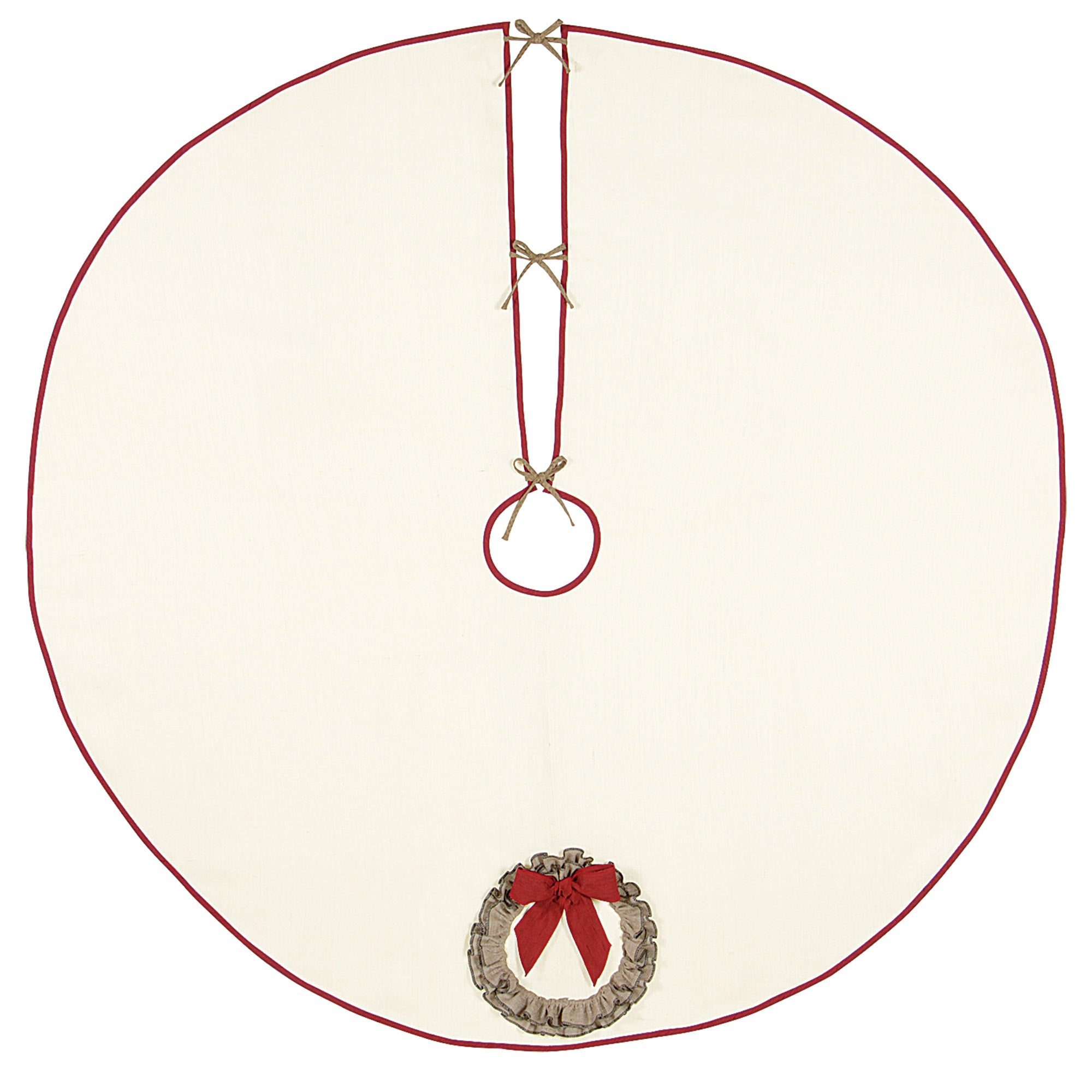 Seasonal Wreath Christmas Tree Skirt with Bow 72"D