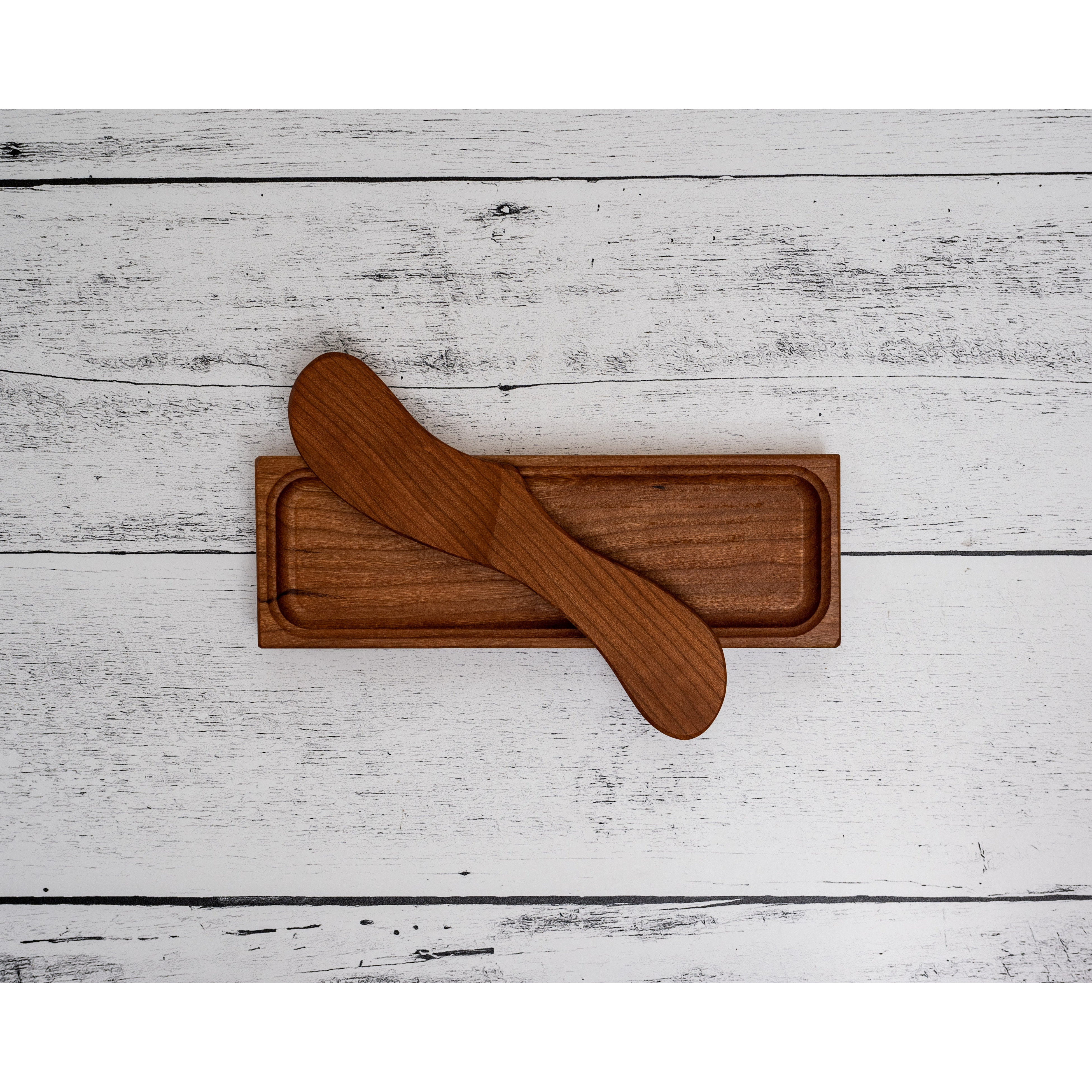 Cherry Wood Butter Dish and Spreader