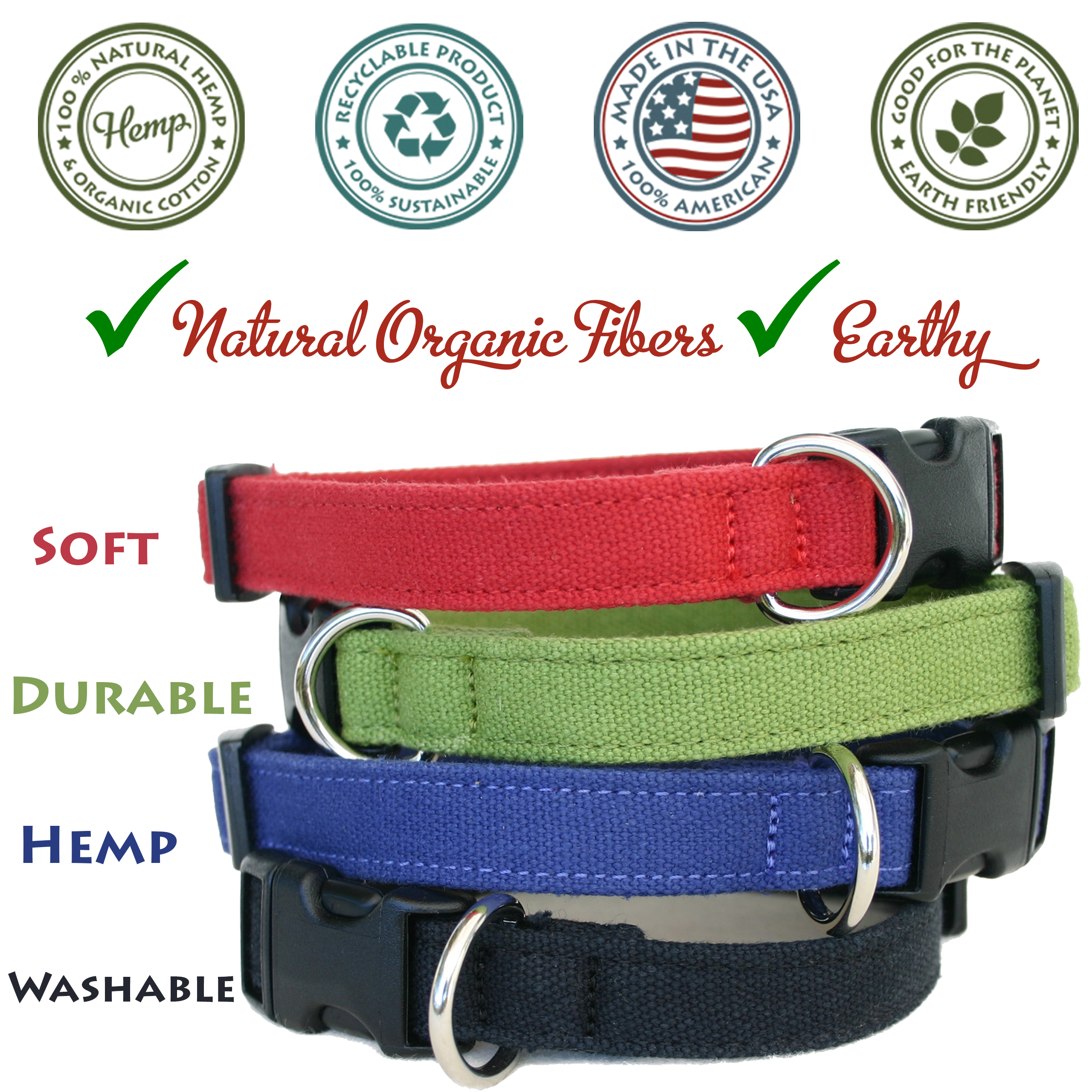 BASIC HEMP CANVAS COLLARS (Green,Blue,Red,Black)